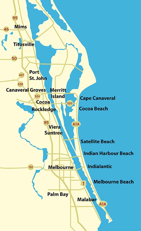 Use this map to find areas around Brevard County, Florida that you may be interested in checking out